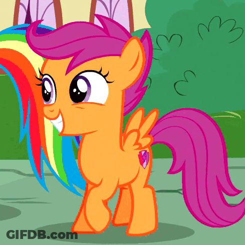 Cartoon Pony With Rainbow Mane And Tail Smiling GIF