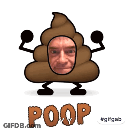 Cartoon Poop With Man's Face GIF