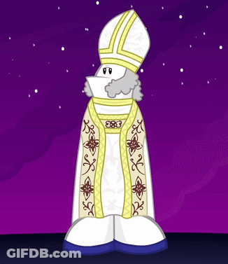 Cartoon Pope With Beard And White Robe GIF