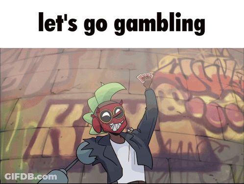 Cartoon Poster Saying Let's Go Gambling GIF