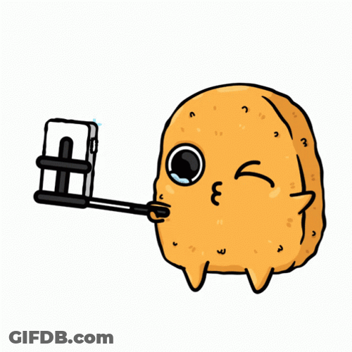 Cartoon Potato Holding Selfie Stick GIF