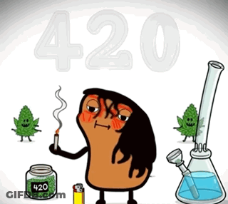 Cartoon Potato Smoking Cigarette 420 GIF