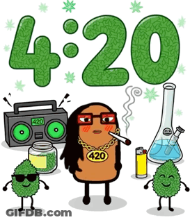 Cartoon Potato Smoking Cigarette With 420 Sticker GIF