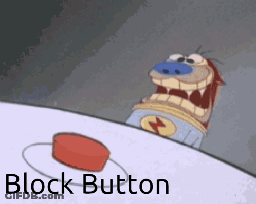 Cartoon Pressing Red Block Button GIF