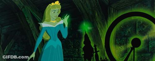 Cartoon Princess In Blue Dress And Green Circle GIF