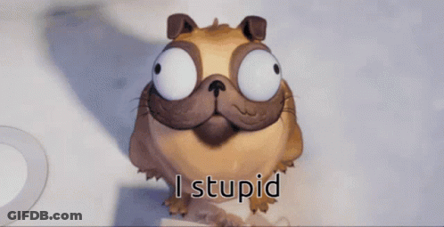 Cartoon Pug Dog Saying I Stupid GIF