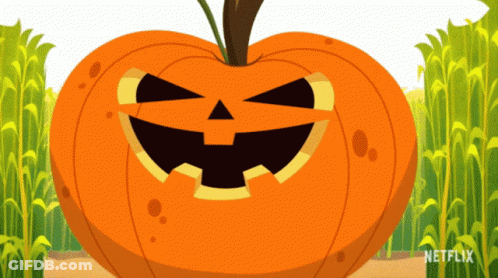 Cartoon Pumpkin With Carved Face GIF