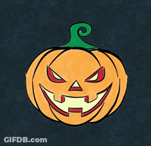 Cartoon Pumpkin With Glowing Face GIF