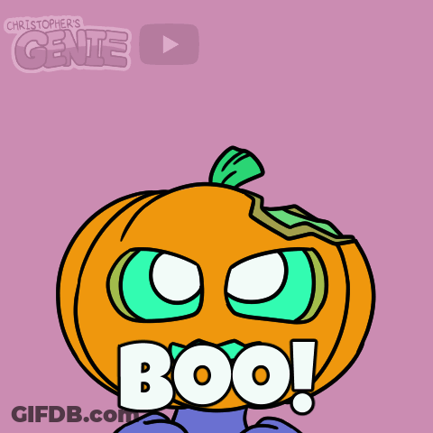 Cartoon Pumpkin With Word Boo GIF