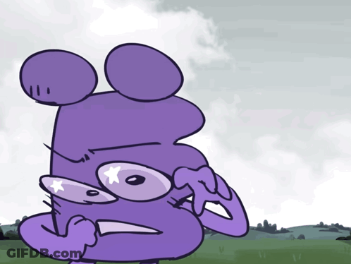 Cartoon Purple Character With Star On Eyes GIF