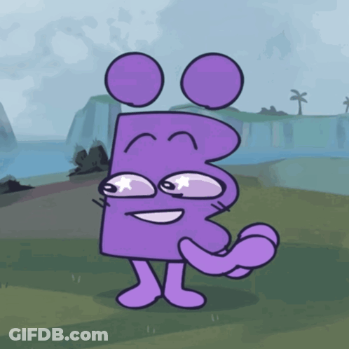 Cartoon Purple Number Three With Tail GIF