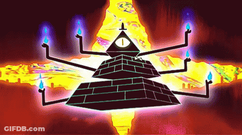 Cartoon Pyramid With Third Eye And Candles GIF