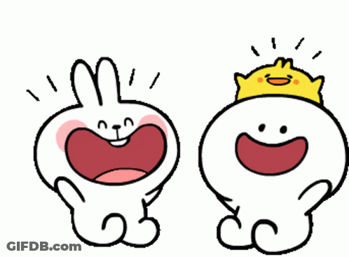 Cartoon Rabbit And Chicken With Crowns GIF