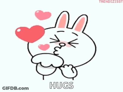 Cartoon Rabbit Blowing Kiss Holding Heart GIF