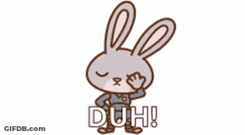 Cartoon Rabbit Covering Eyes Duh GIF