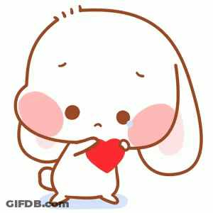 Cartoon Rabbit Crying Holding Red Heart GIF