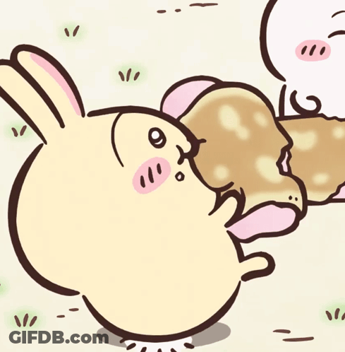 Cartoon Rabbit Eating Cake GIF
