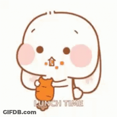 Cartoon Rabbit Eating Carrot Saying Lunch Time GIF