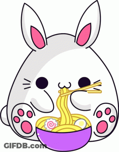 Cartoon Rabbit Eating Noodles With Chopsticks GIF