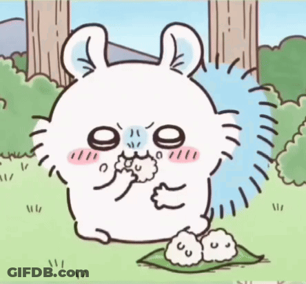Cartoon Rabbit Eating Rice Balls GIF
