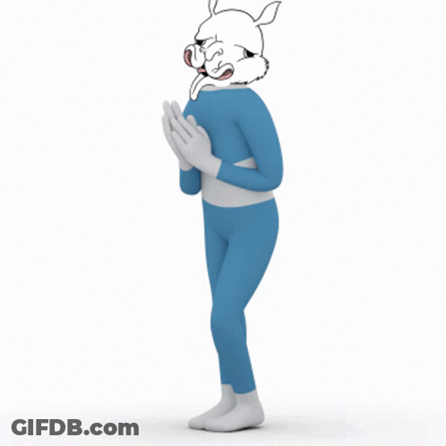 Cartoon Rabbit Head In Blue Pants And White Gloves GIF