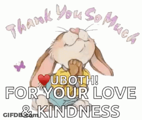 Cartoon Rabbit Holding Heart Thank You GIF