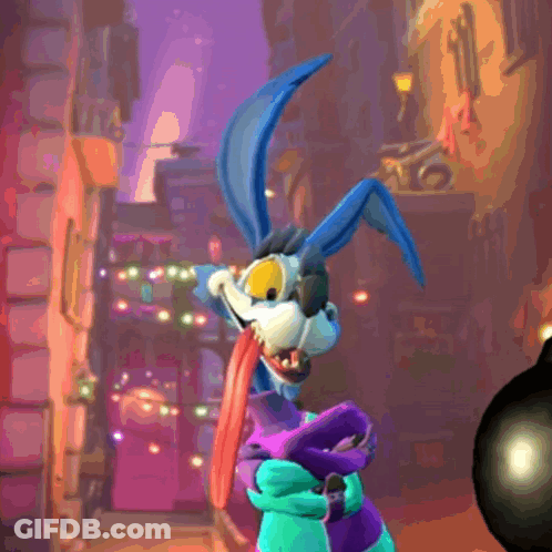 Cartoon Rabbit Holding Red Object GIF