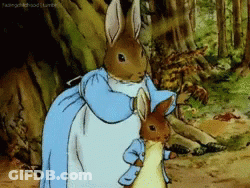 Cartoon Rabbit Holding Smaller Rabbit GIF