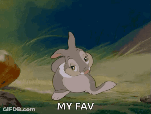 Cartoon Rabbit In Grass Saying My Fav GIF