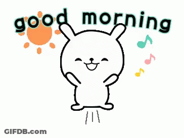 Cartoon Rabbit Jumping Saying Good Morning GIF