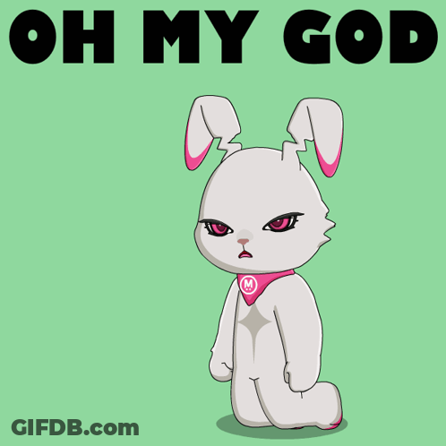 Cartoon Rabbit Kneeling Saying Oh My God GIF