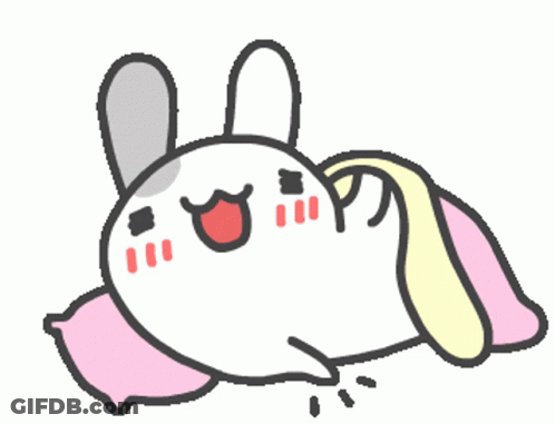 Cartoon Rabbit Laying On Pink Pillow GIF