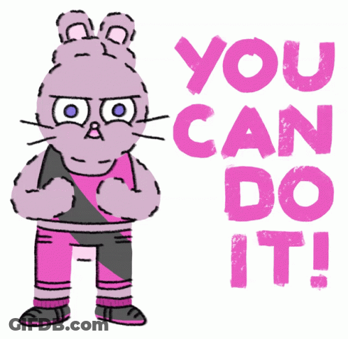 Cartoon Rabbit Next To You Can Do It Sign GIF