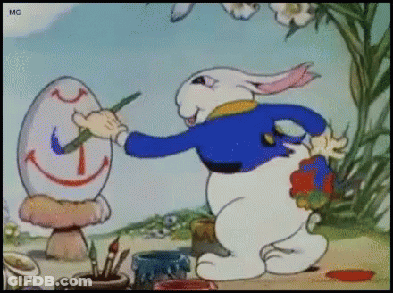 Cartoon Rabbit Painting Easter Egg GIF