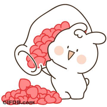 Cartoon Rabbit Pouring Hearts From Cup GIF