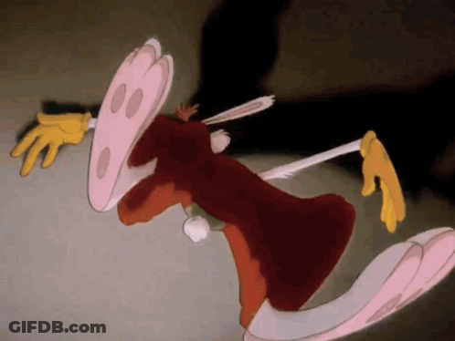 Cartoon Rabbit Running From Man's Shadow GIF
