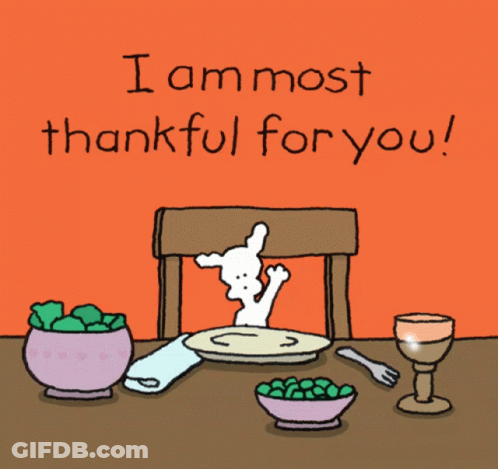 Cartoon Rabbit Saying I Am Most Thankful For You GIF