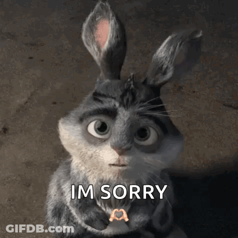 Cartoon Rabbit Saying I'm Sorry Holding Pretzel GIF