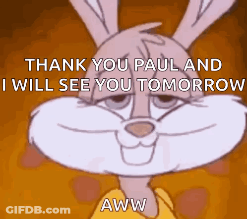 Cartoon Rabbit Saying Thank You Paul GIF