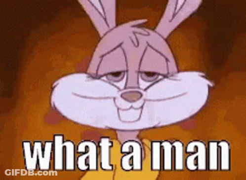 Cartoon Rabbit Saying What A Man GIF