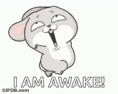 Cartoon Rabbit Says I Am Awake GIF