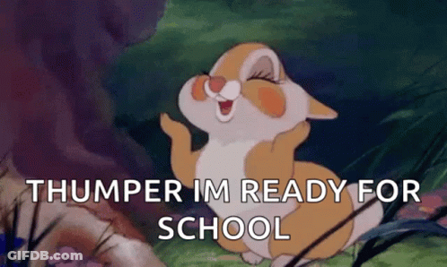 Cartoon Rabbit Sitting In Grass Thumper Im Ready For School GIF