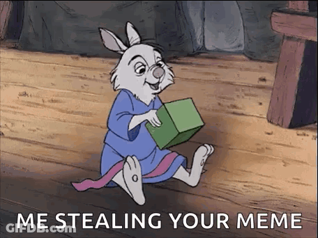 Cartoon Rabbit Sitting On Wooden Floor Holding Green Box GIF
