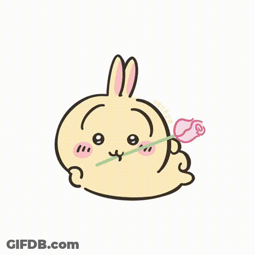 Cartoon Rabbit Smiling In Field GIF