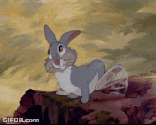 Cartoon Rabbit Smiling On Log GIF
