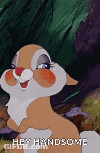 Cartoon Rabbit Smiling Says Hey Handsome GIF