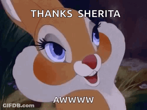 Cartoon Rabbit Smiling Thanks Sherita GIF