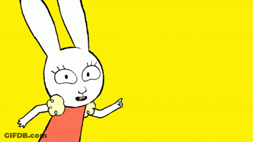 Cartoon Rabbit Standing In Front Of Yellow Sign Saying You Can Do It GIF