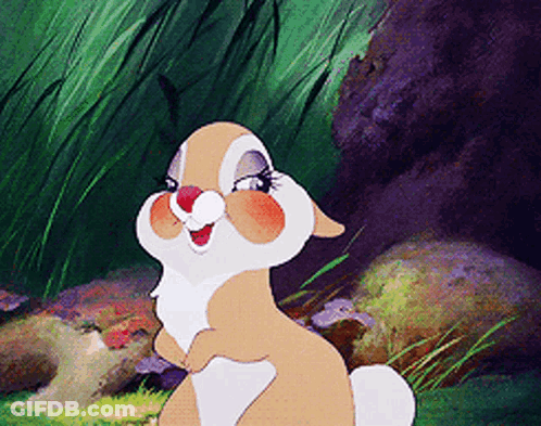 Cartoon Rabbit Standing In Grass GIF