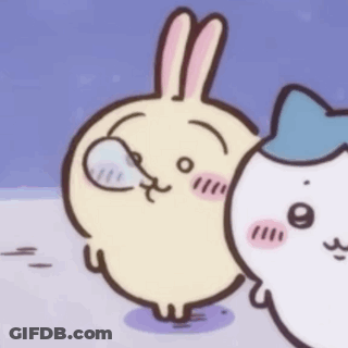 Cartoon Rabbit Standing Next To Cat GIF